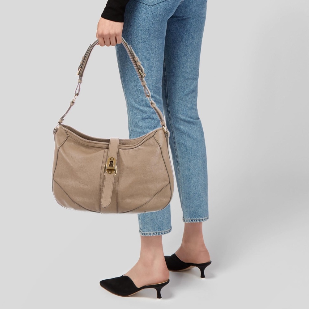 BURBERRY Bartow Beige Leather Hobo